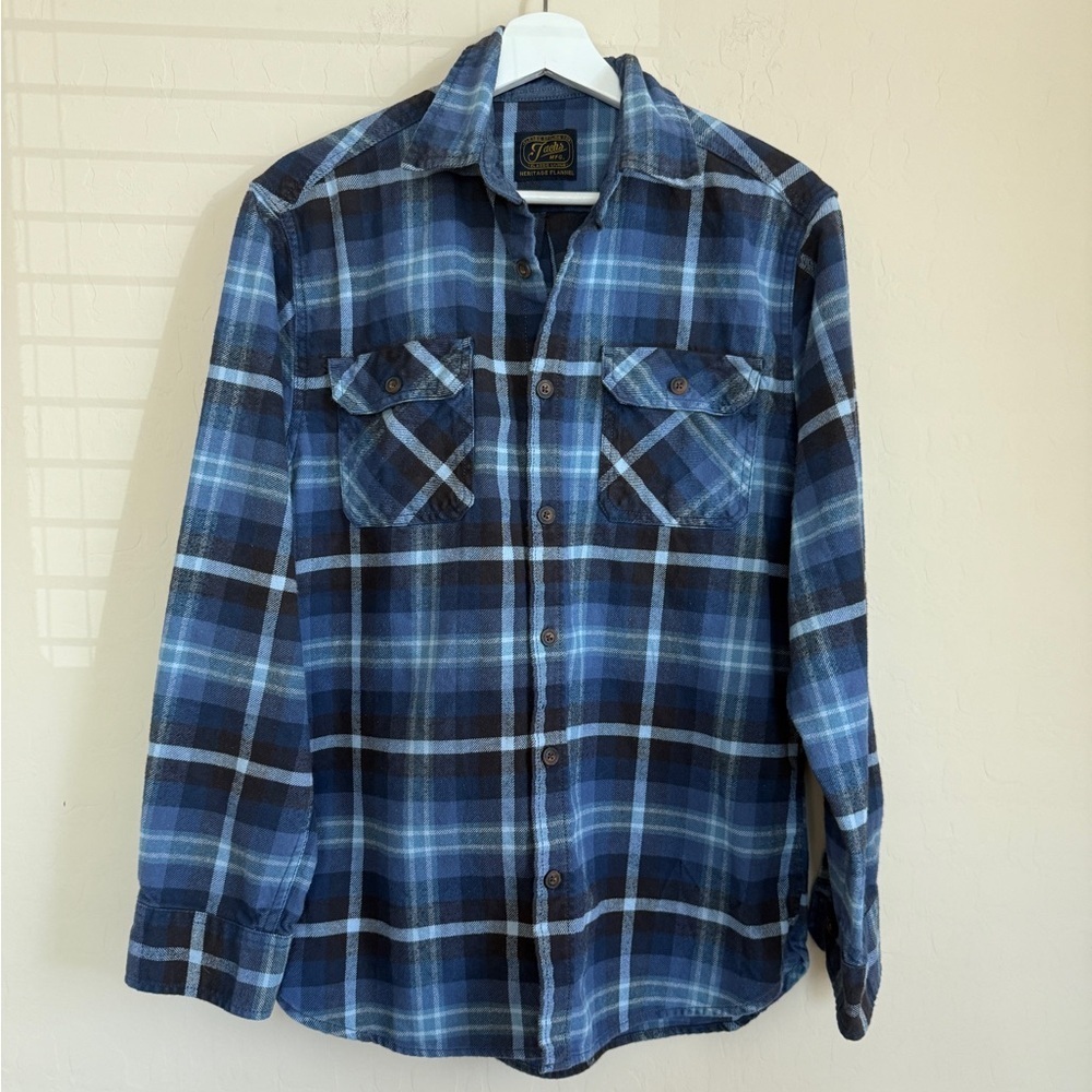 Jachs NY Flannel Plaid Blue Cotton Heavyweight Flannel Outdoor Men’s Medium - Picture 5 of 12